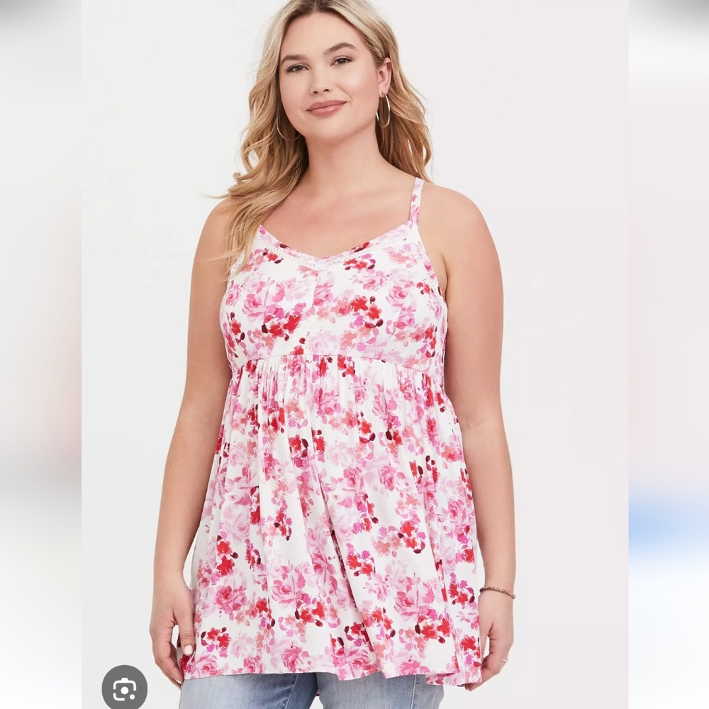 Torrid Smocked Babydoll Tunic Tank Top